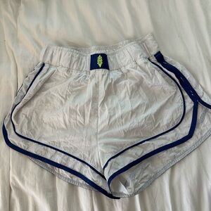 Stylish White and Navy Women's Athletic Shorts